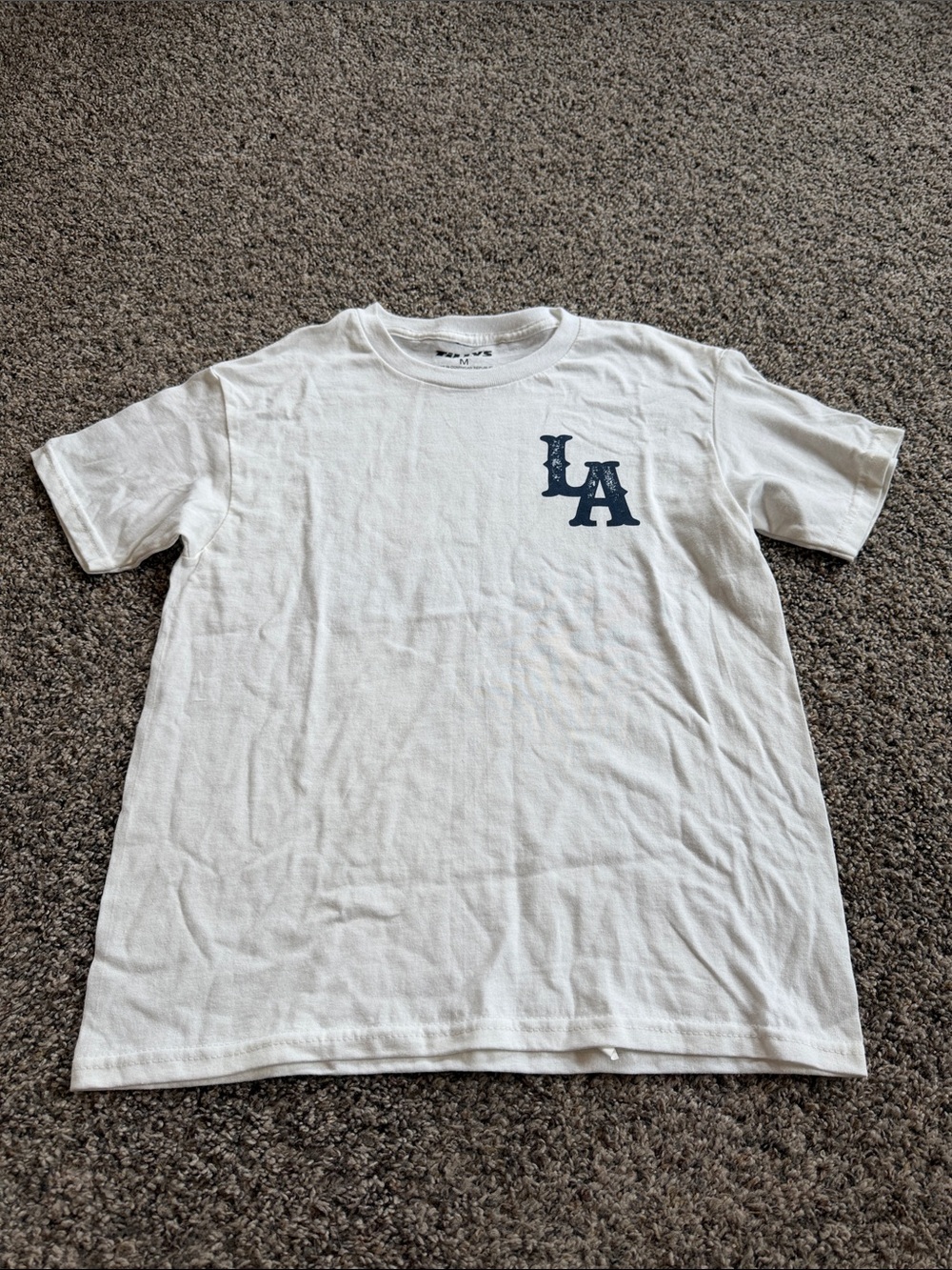 Tilly's Los Angeles Dodgers White Tee with Navy Letter Graphic Size Medium
